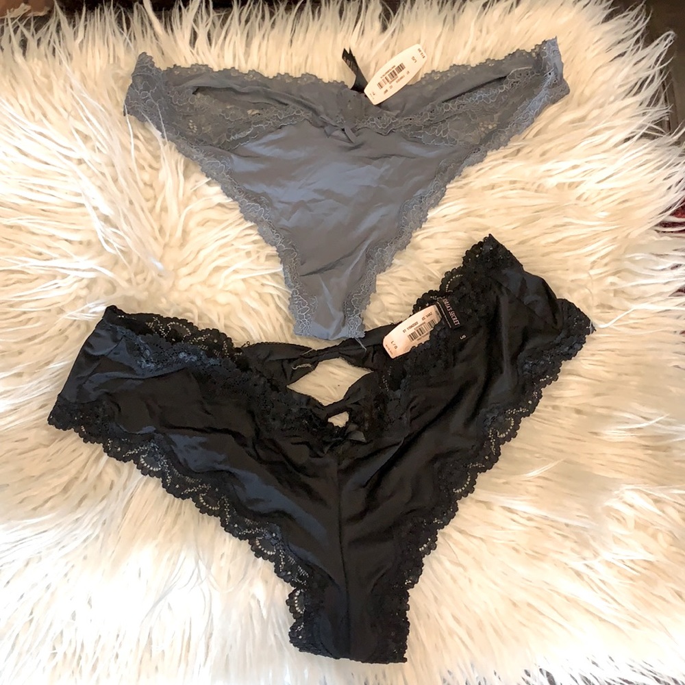 NWT~ 2 Victoria Secret Lingeries Black & Gray Size Large